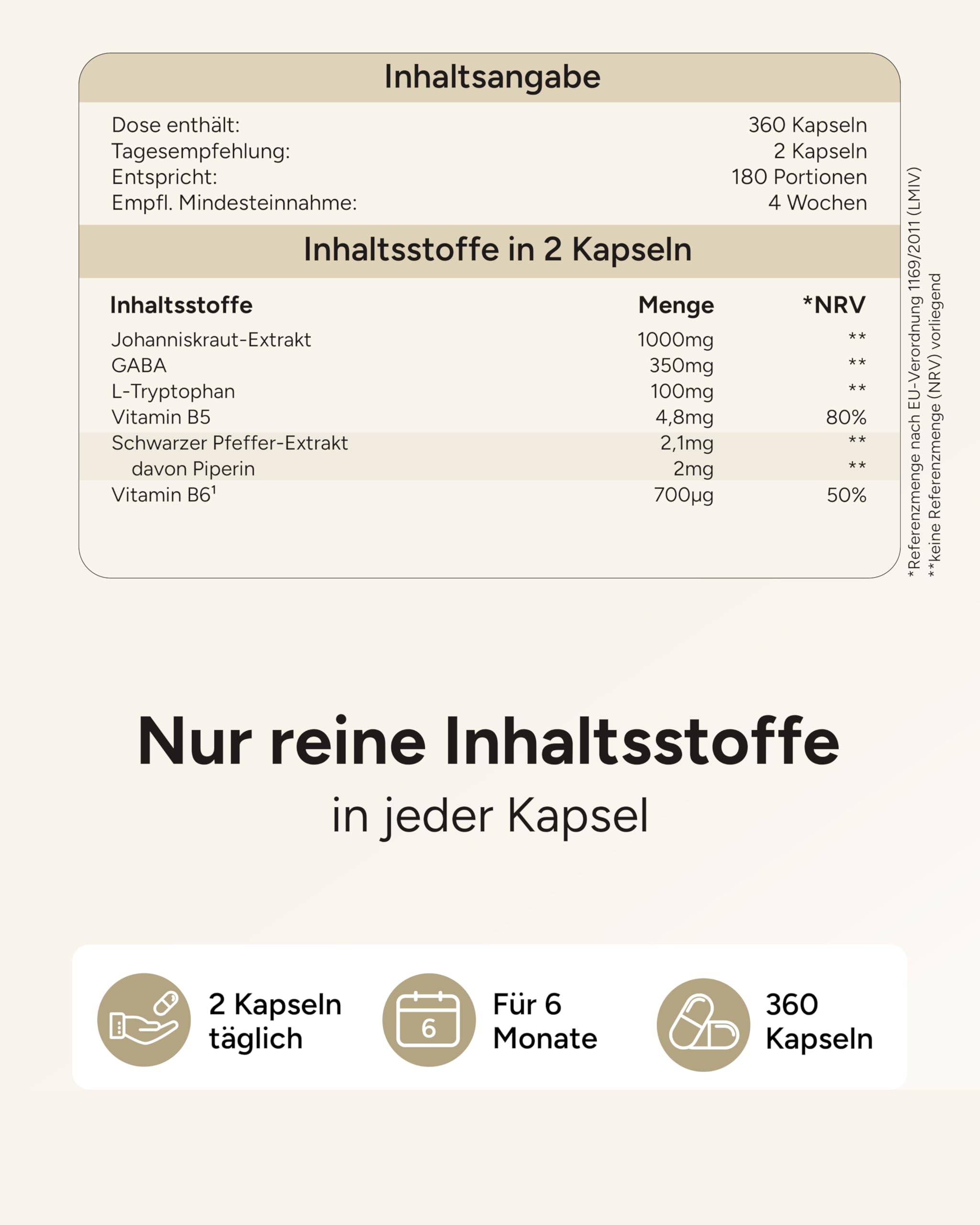 360 Johanniskraut Kapseln hochdosiert - 1000mg Johanniskraut-Extrakt mit GABA & L-Tryptophan - pflanzlicher Stimmungsaufheller hochdosiert - Stimmungszauber - 6 Monatsvorrat