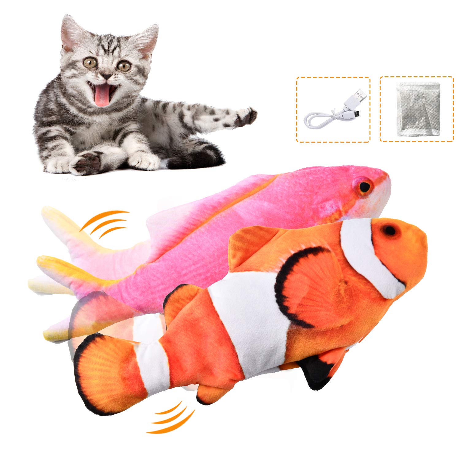 Buy GANCHUN Electric Fish Cat Toy, 2 Pack Realistic Plush Moving