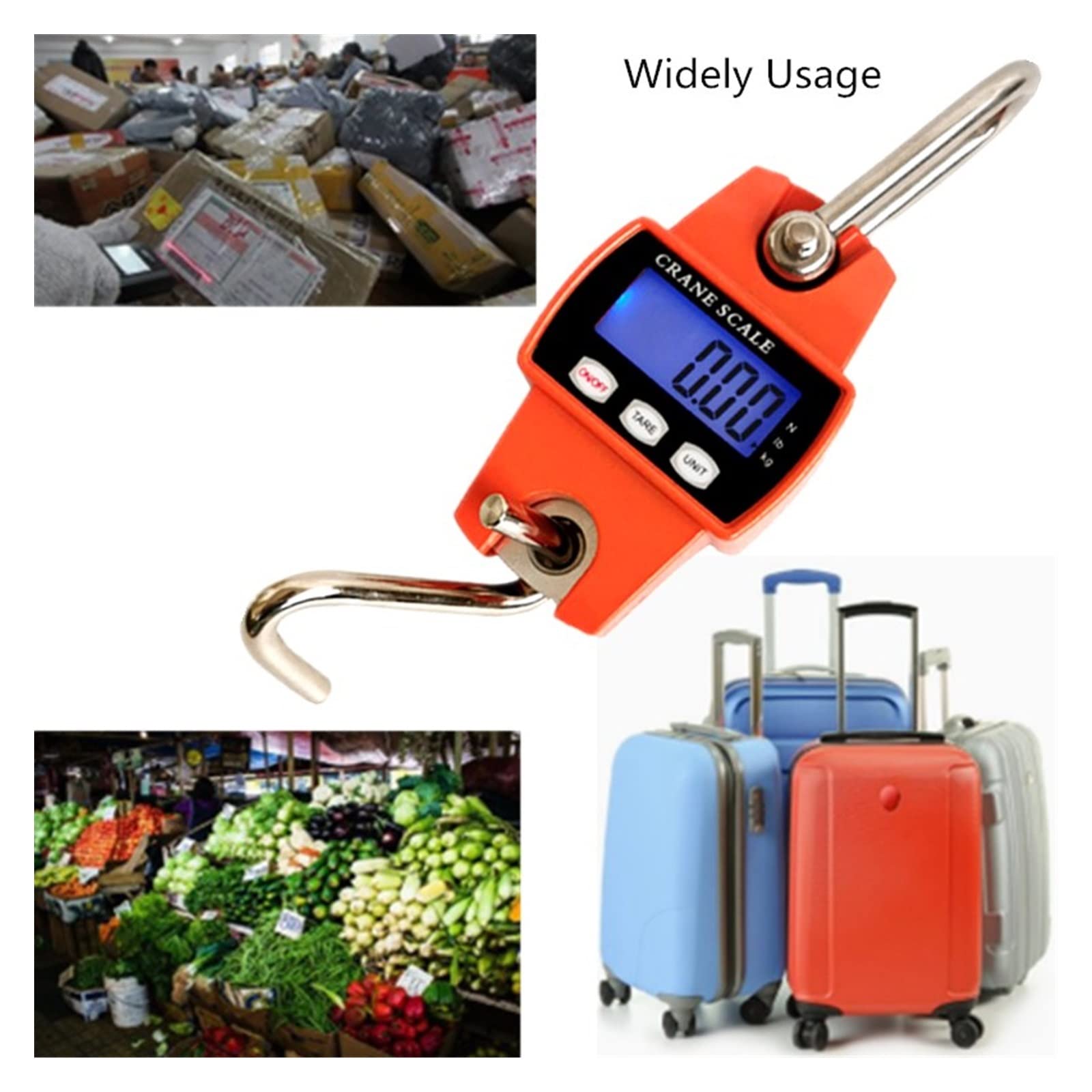 Cyfrowa waga dźwigowa, Waga Dźwigowa Mini 300kg 50g Hak Elektroniczna Pętla Wagowa Ważenie Przemysłowe Kuchnia Wisząca Do Użytku Komercyjnego,Gospodarstwo,Wędkarstwo, Ryby,(300kg-50g)