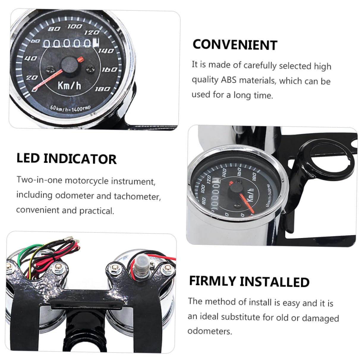 FAVOMOTO 12v Motorcycle Led Tachometer Speedometer Durable Gauge Bracket Display Easy Installation Backlit Screen for Enhanced Visibility Stylish Design