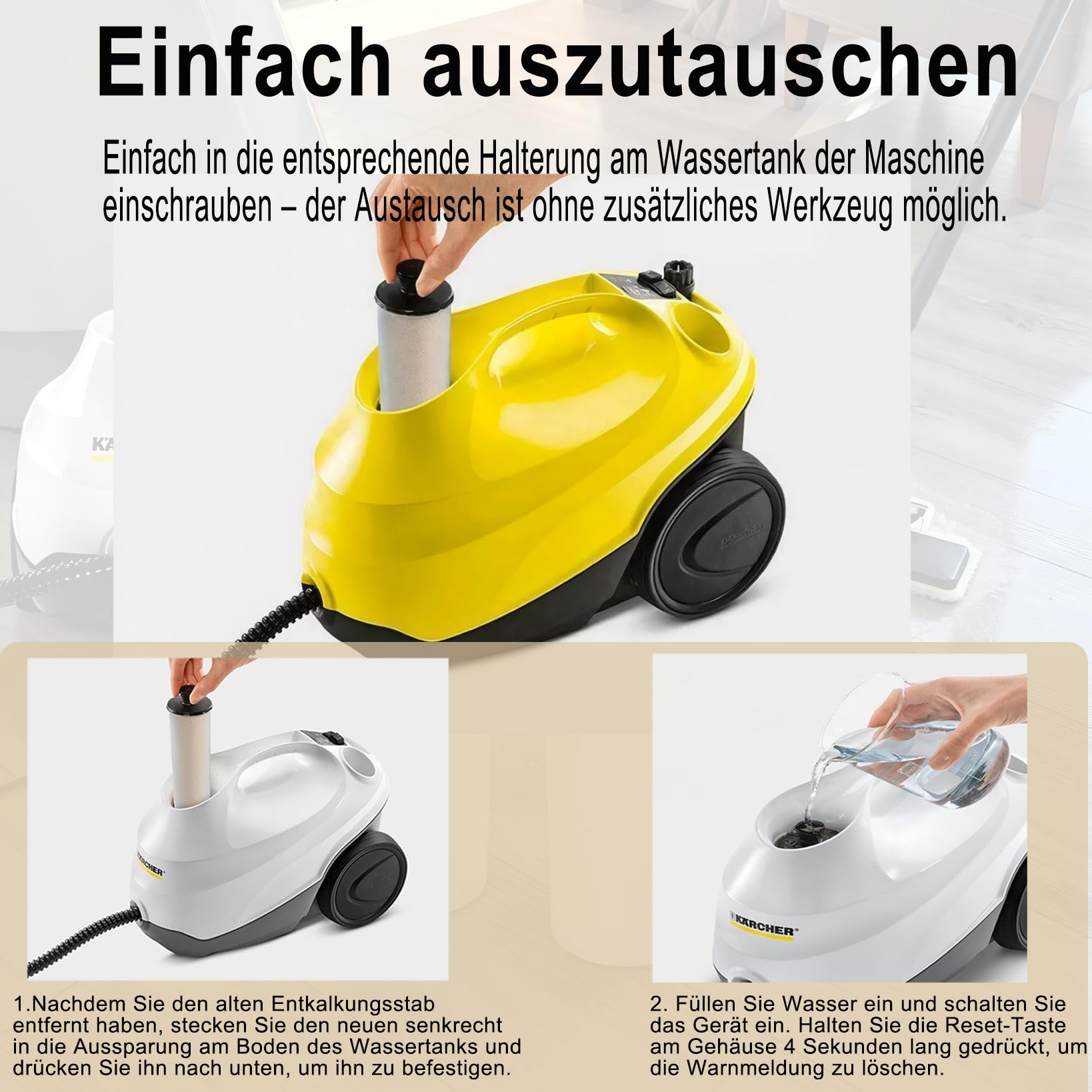 2 sztuki wkładu odkamieniającego kompatybilny z Kärcher SC 2 Upright, SC 3 Deluxe, SC3 Upright akcesoria do czyszczenia pary, zamiennik do 2.863-018.0