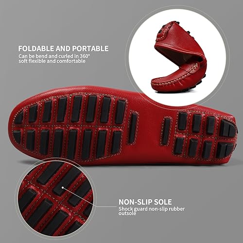 Miniatura 4 de Artisure Mocasines clásicos y cómodos de cuero para mujer, estilo casual, ligeros, para caminar, conducir, zapatos náuticos