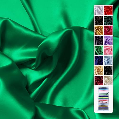Tela de satén verde de 60 pulgadas por 1 yarda, telas Charmeuse sedosas sólidas para decoración de bodas, cubierta de mesa, vestido de bricolaje,