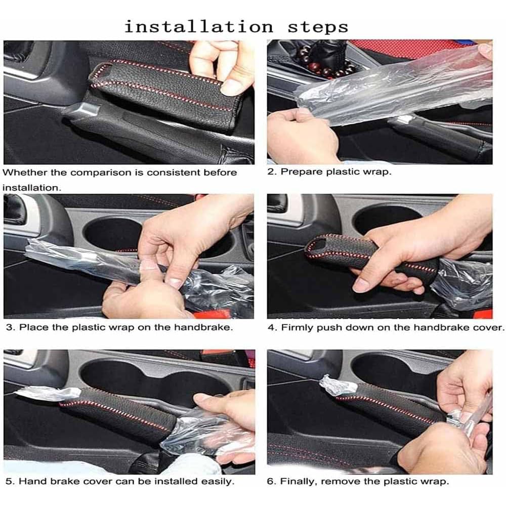 FITS PEUGEOT 308 BLACK LEATHER GEAR GAITER Red Stitch CUSTOM NEW MADE IN UK - Foto 3