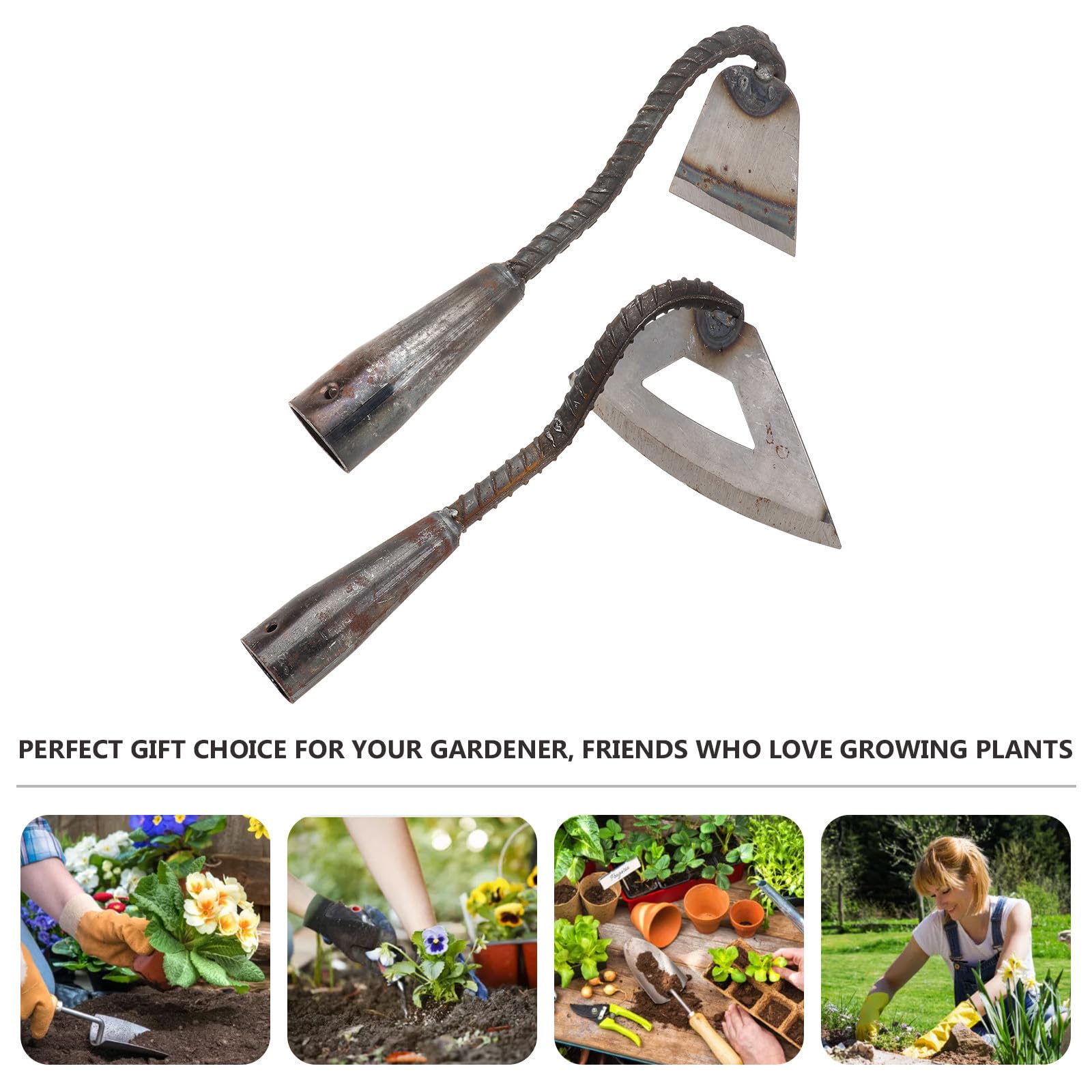 Toyvian 2 Piezas Azada para Desherbar de Acero al Manganeso, Herramienta de Jardinería y Arado, para Trasplantar y Labrar, Cómoda y Práctica, para Huerto y Cultivo