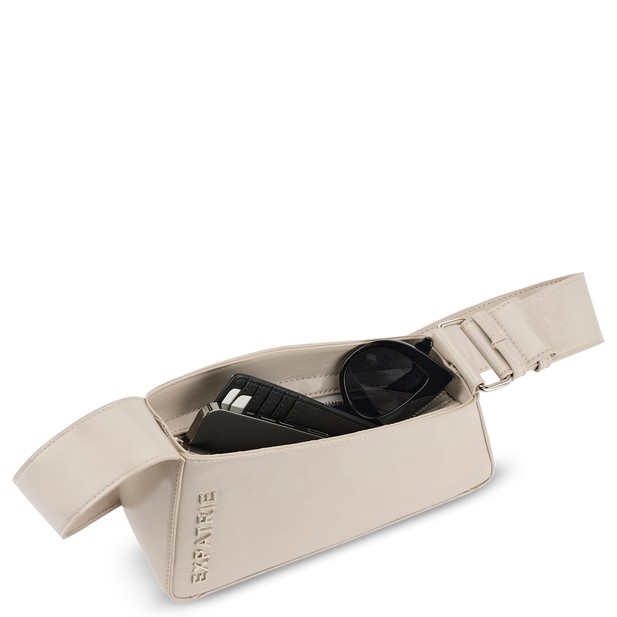 Expatrié Handtasche Damen - Georgia - Asymetrische Schultertasche aus Kunstleder für Tag & Nacht - Y2K Vintage Ledertasche Klein - Breiter Schultergurt