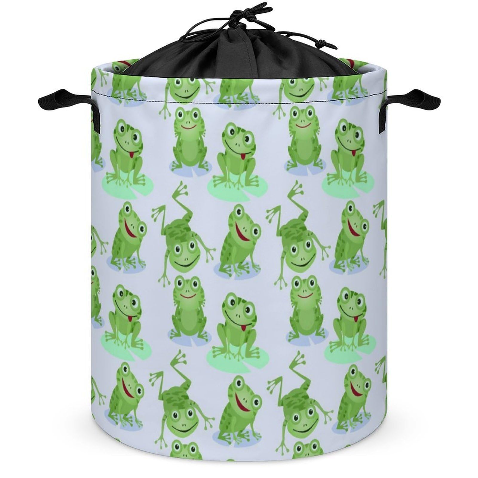 Wlntrophic Drawstring Laundry Hamper, Frogs Pattern Laundry Basket, Washing Basket with Handle