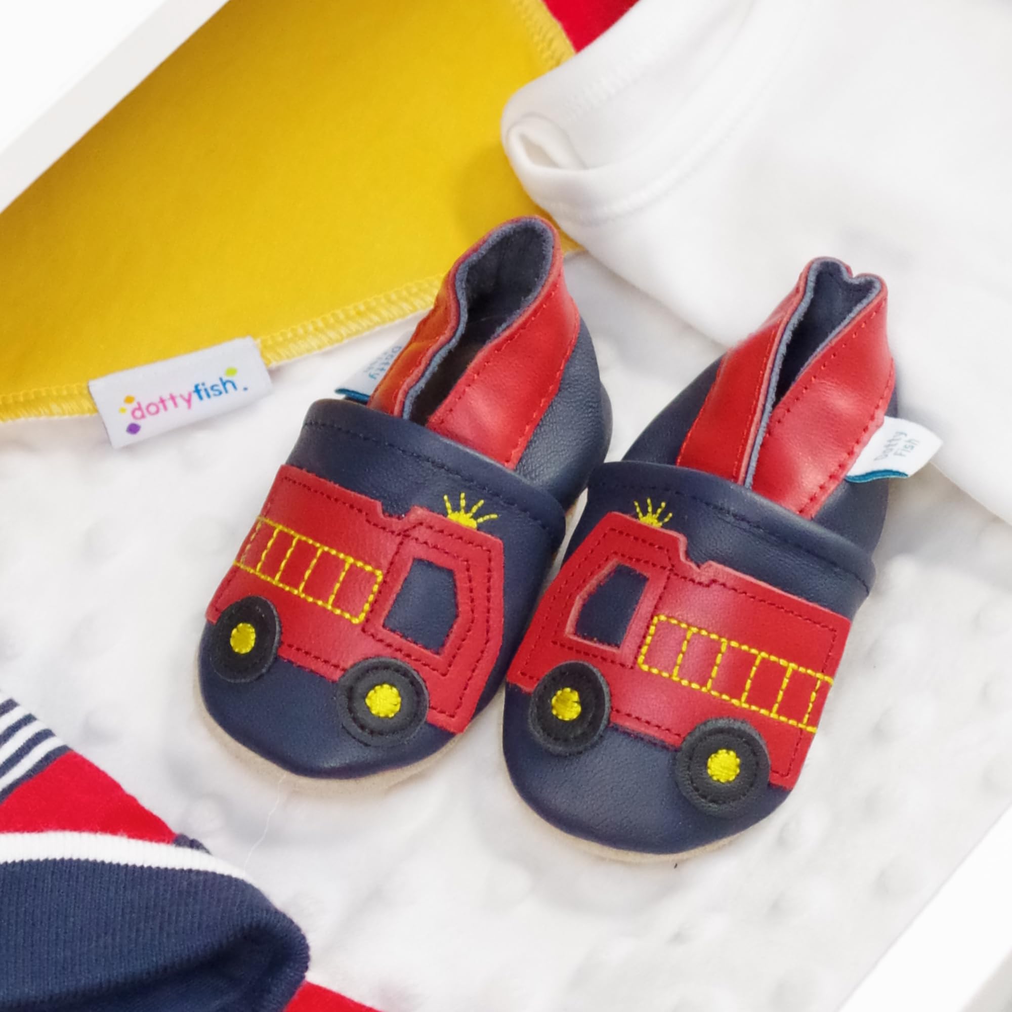 Dotty Fish Baby & Toddler Shoes Soft Leather - Non-Slip, Lightweight and Breathable, Soft Sole for First Steps, Unisex 0-5 Years, UK Brand - 3