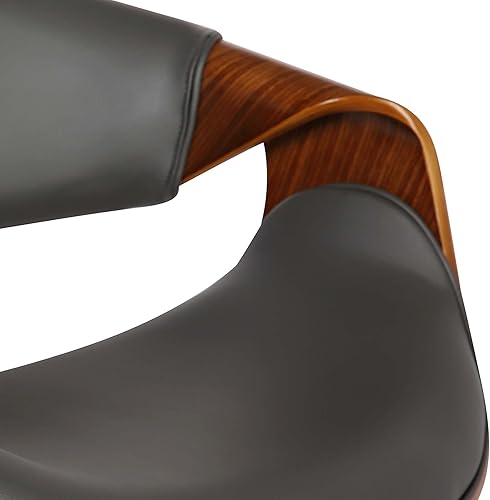 Miniatura 8 de Armen Living Taburete de bar ajustable giratorio de mariposa en piel sintética gris y acabado de madera de nogal