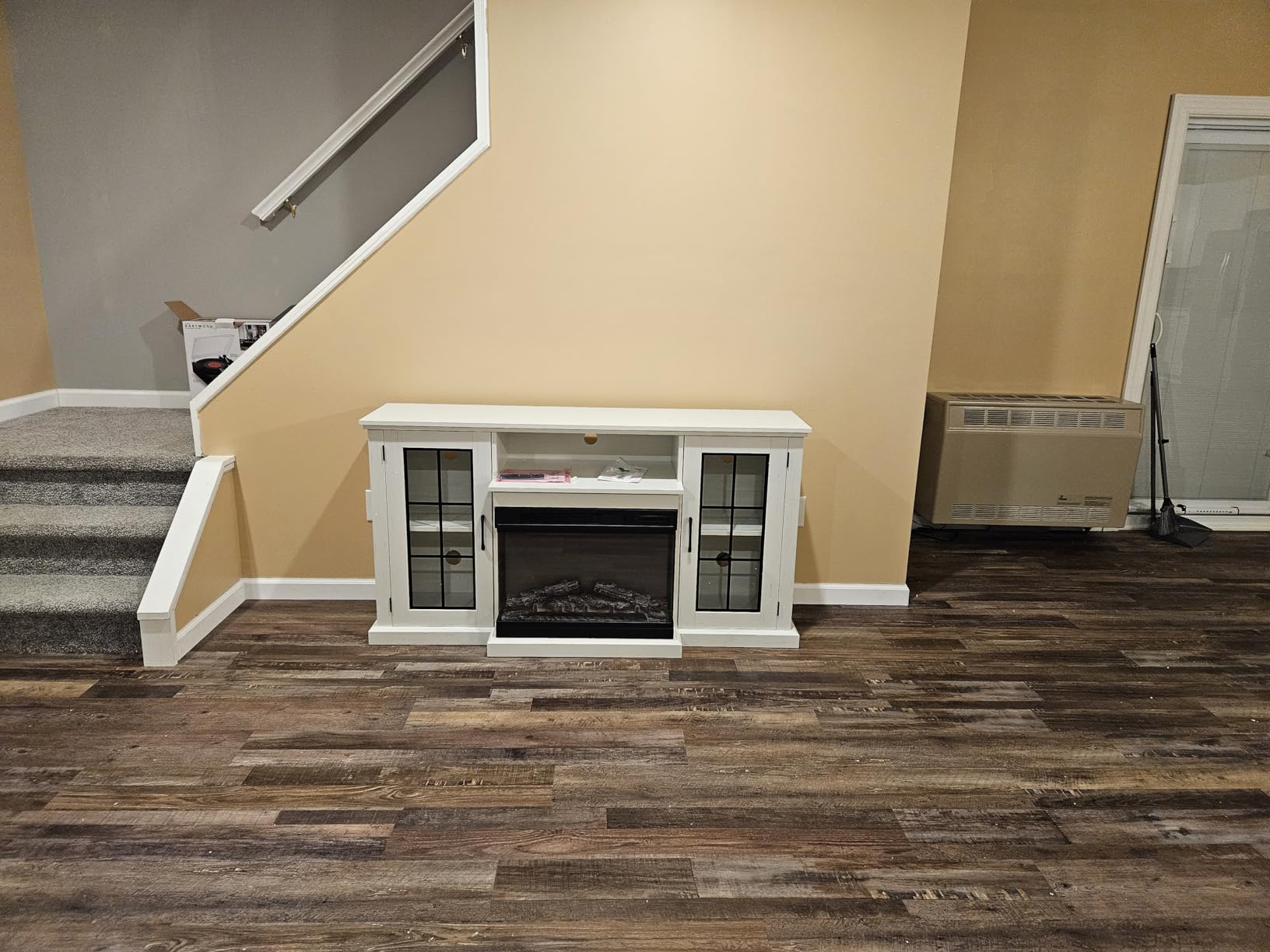 TV Stand with Fireplace, 70", Grey/Black photo review