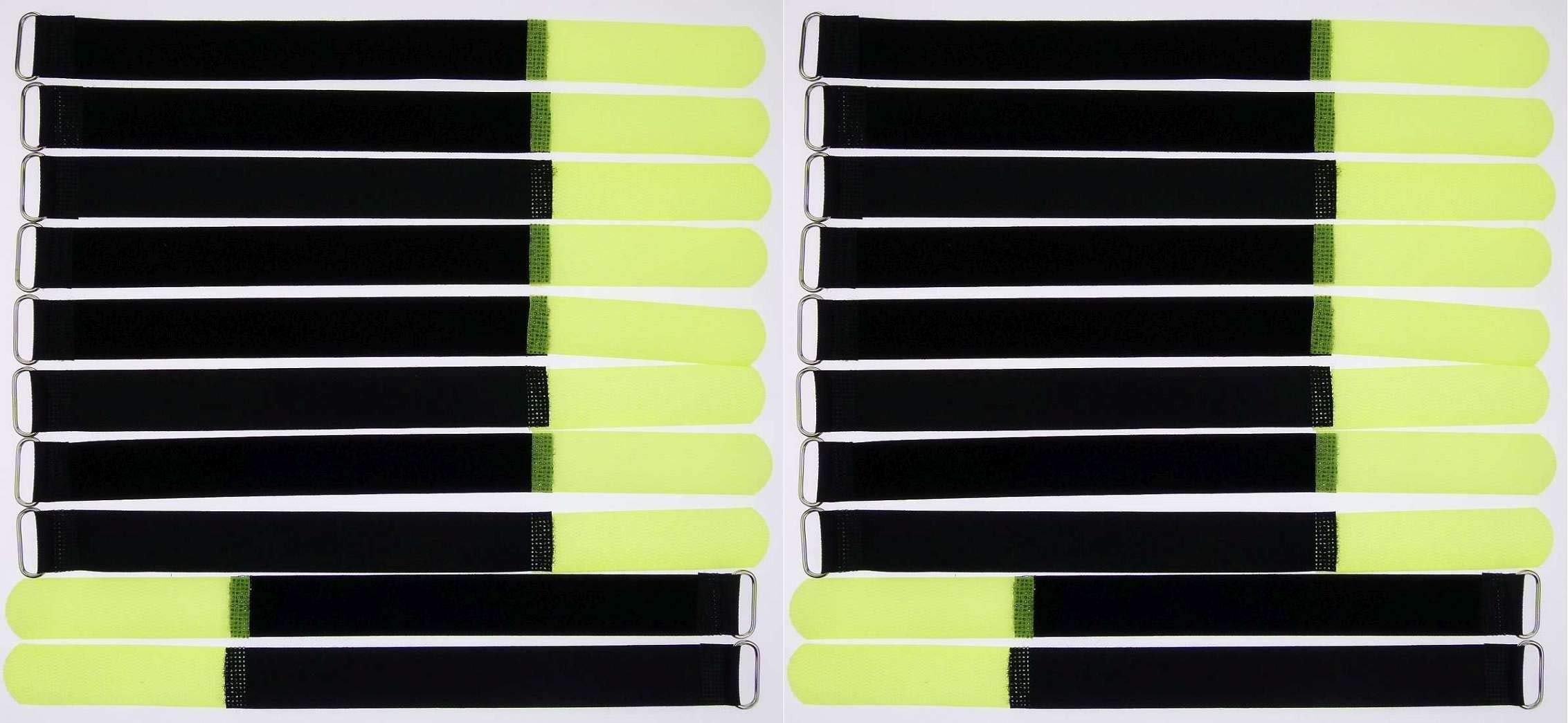 10x Klett-Kabelbinder NEON GELB, 30 Cm Lang, Wiederverwendbar Mit Metallöse