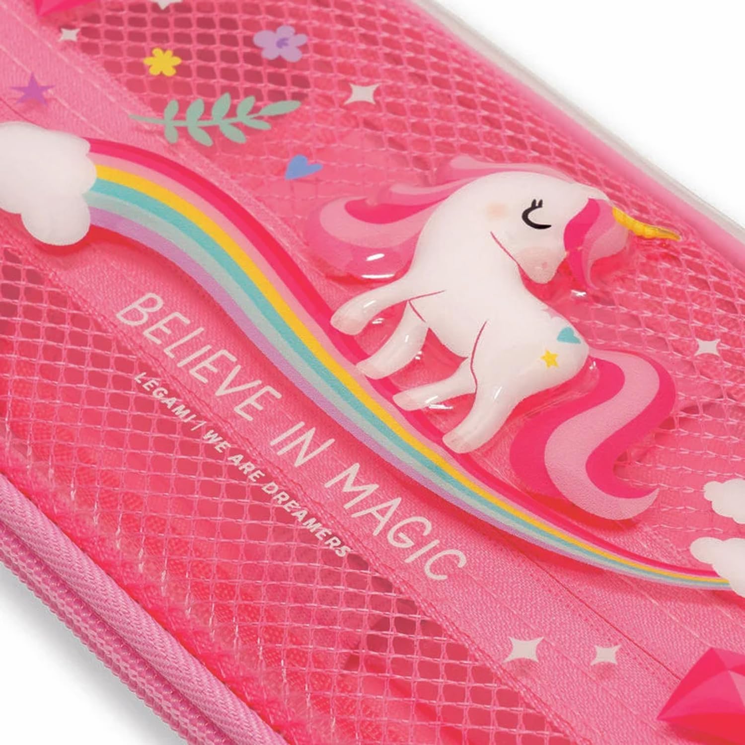 LEGAMI Trousse et Stylo effaçable WonderWow | Lot de 5 stylos Animaux Mignons à Encre thermosensible + Trousse à 2 Compartiments (Licorne)