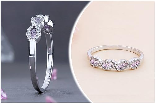 Miniatura 3 de Dazzlingrock Collection Anillo de boda de aniversario con piedras preciosas redondas y diamantes blancos para mujer (color diamante blanco I-J,