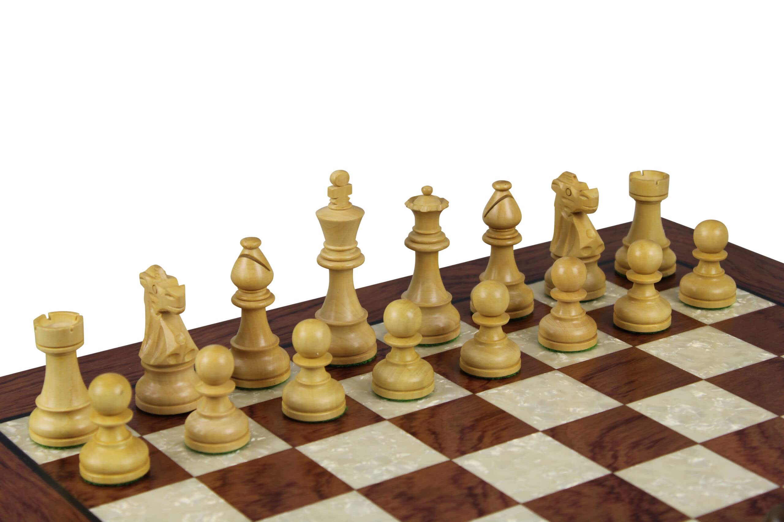 Helena - Set di scacchi in legno di palissandro, 50 cm, pesato, Sheesham, cavaliere francese Staunton, pezzi di scacchi 9,75 cm