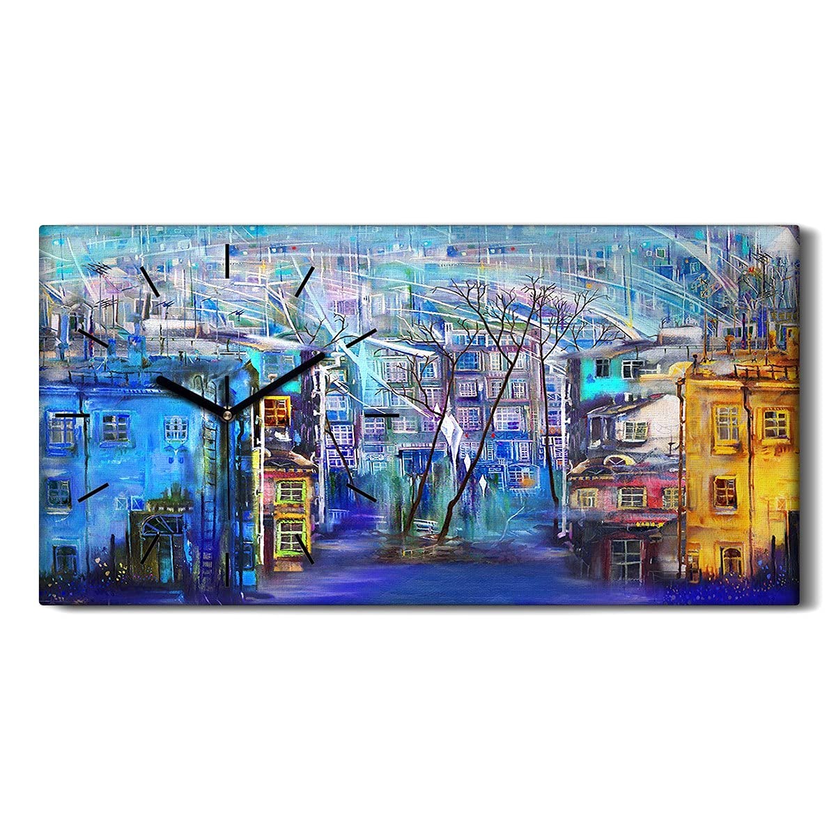 Horloge sur Toile Paysage Urbain Image Art Mural Moderne 60x30cm