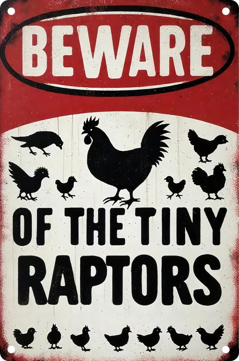 Vintage Tin Beware Sign Retro Metal The Tiny Raptors Signs For Home Decor Stylish Wall Art Plaques Gift For Home Bathroom Kitchen And Gothic Wall Decor In Every Room 12x8 In