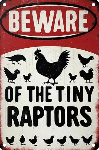 Letrero vintage de metal con texto en inglés The Tiny Raptors de The Tiny Raptors para decoración del hogar, placas de arte de pared, regalo para el