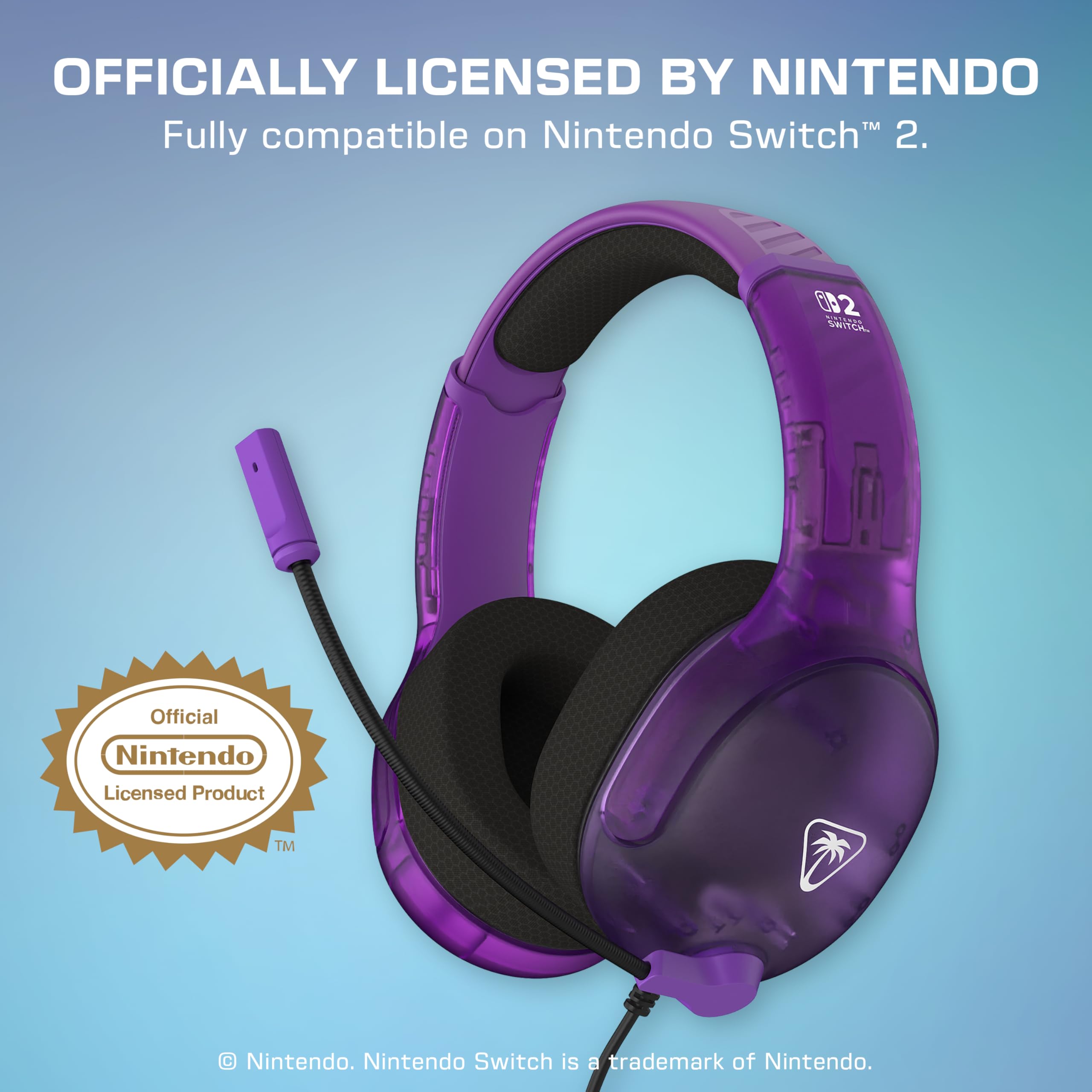 Turtle Beach Airlite Fit Auriculares con Cable para Juegos en Morado fantasmal con Licencia Oficial para Todos los Nintendo Switch: micrófono abatible y silenciable, Orejeras de Comodidad Superior