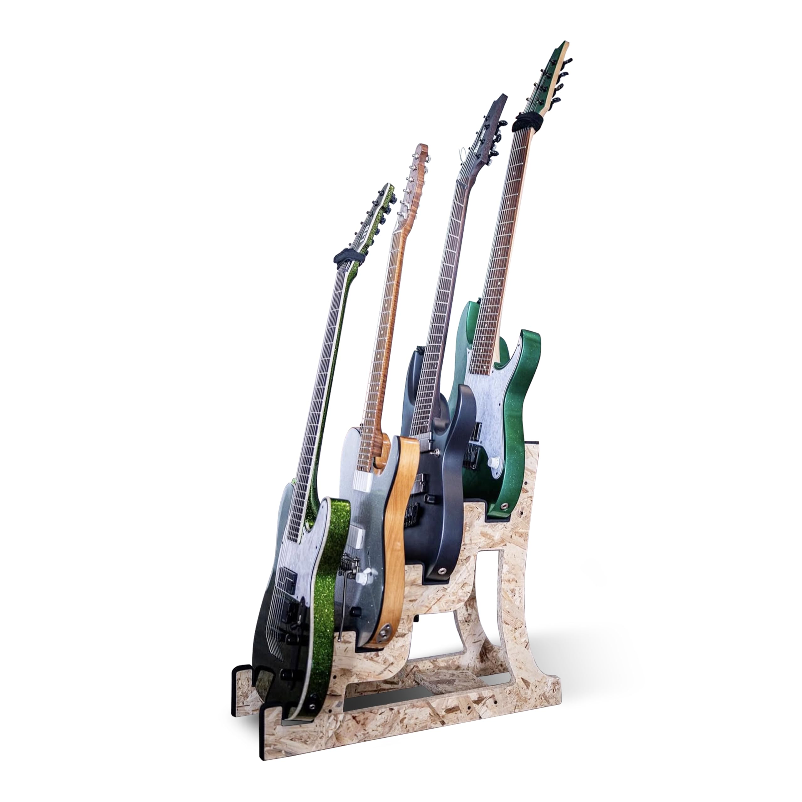Giveroo Burlywood Wooden Guitar Stand For Multiple Guitars, 4-Holder, Front Display Space-Saving Floor Guitar Rack For Home, Studio, Stage