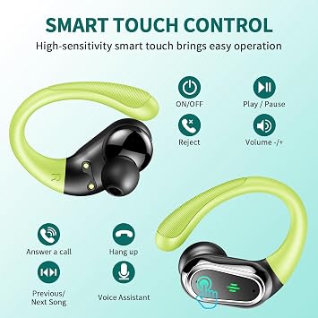 Wireless Earbuds, 2026 Bluetooth 5.4 Headphones Sport, 50Hrs HiFi Stereo Deep Bass Over-Ear buds with ENC Noise Cancelling Mic, IP7 Waterproof & LED Display Earphones with Earhooks for Workout/Running