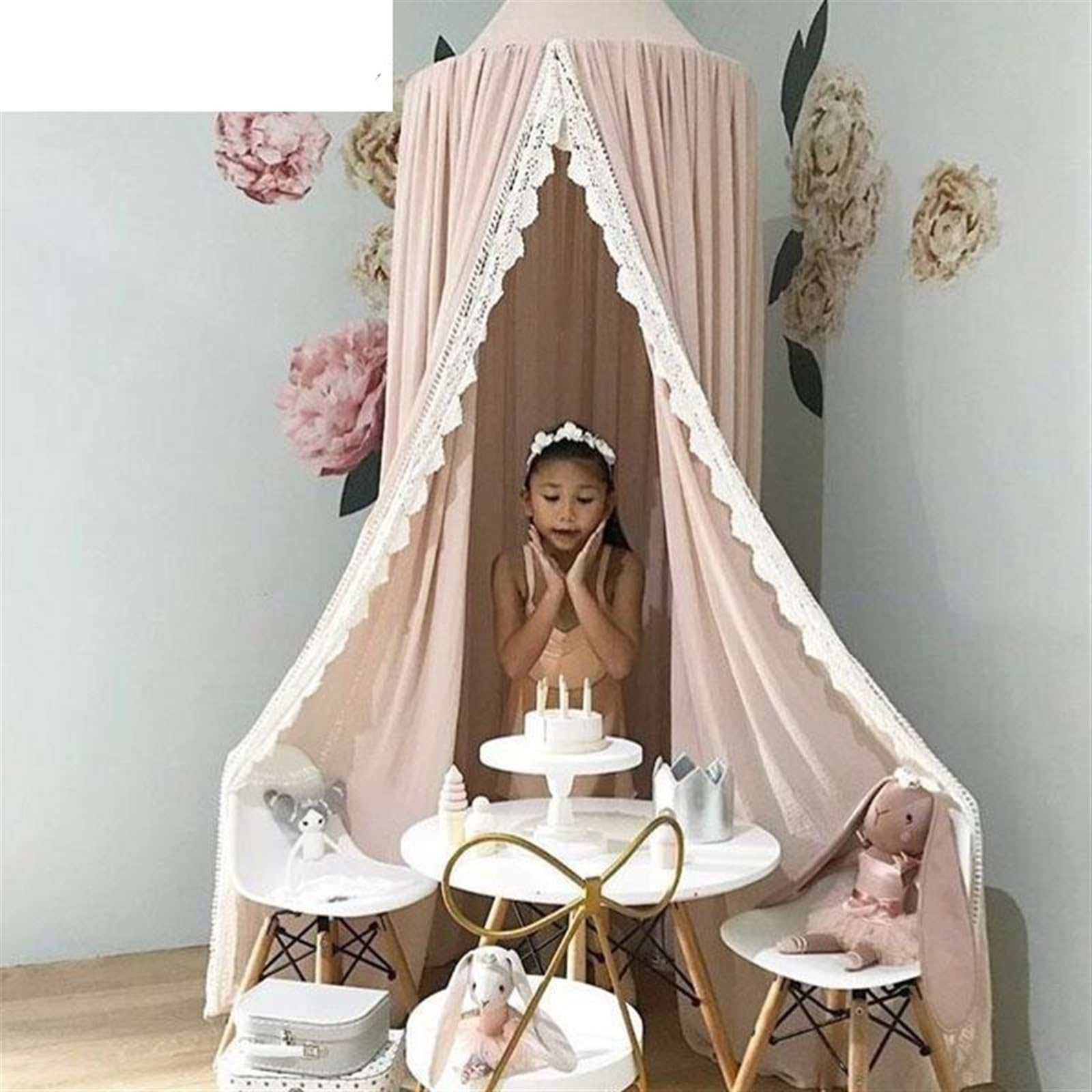Rete for ombreggiatura in pizzo, baldacchino for letto, Tende a cupola for bambini, Tende da gioco for principessa, camera dei bambini(Grey)