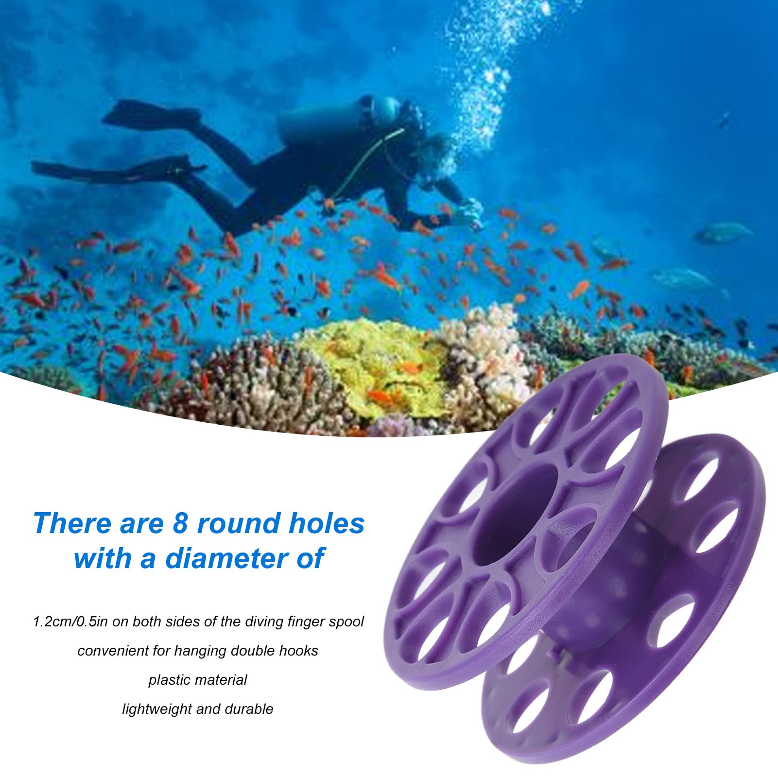 QANYEGN Finger Reel, Diving Spools Reels, Compact Diving Finger Spool for Cave Diving and Technical Diving Activities (Purple)
