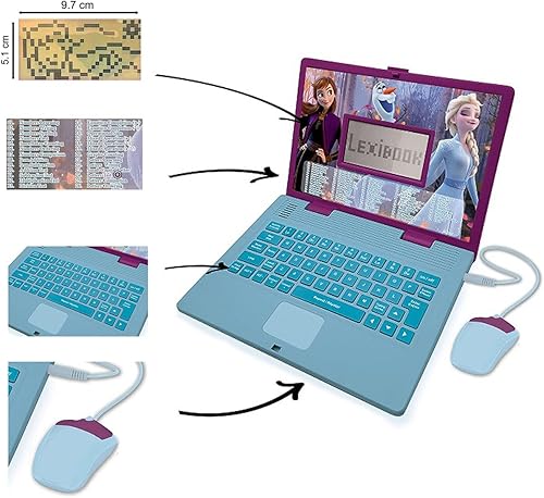 Miniatura 3 de LEXiBOOK Disney Frozen 2 - Portátil educativo y bilingüe en español/inglés - Juguete para niñas con 124 actividades para aprender, jugar juegos y