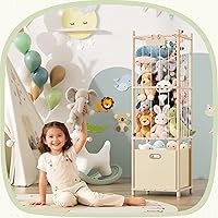 Vista 2 de Organizador de almacenamiento de animales de peluche, organizador grande de juguetes de madera con cajón para guardería, dormitorio, cuarto