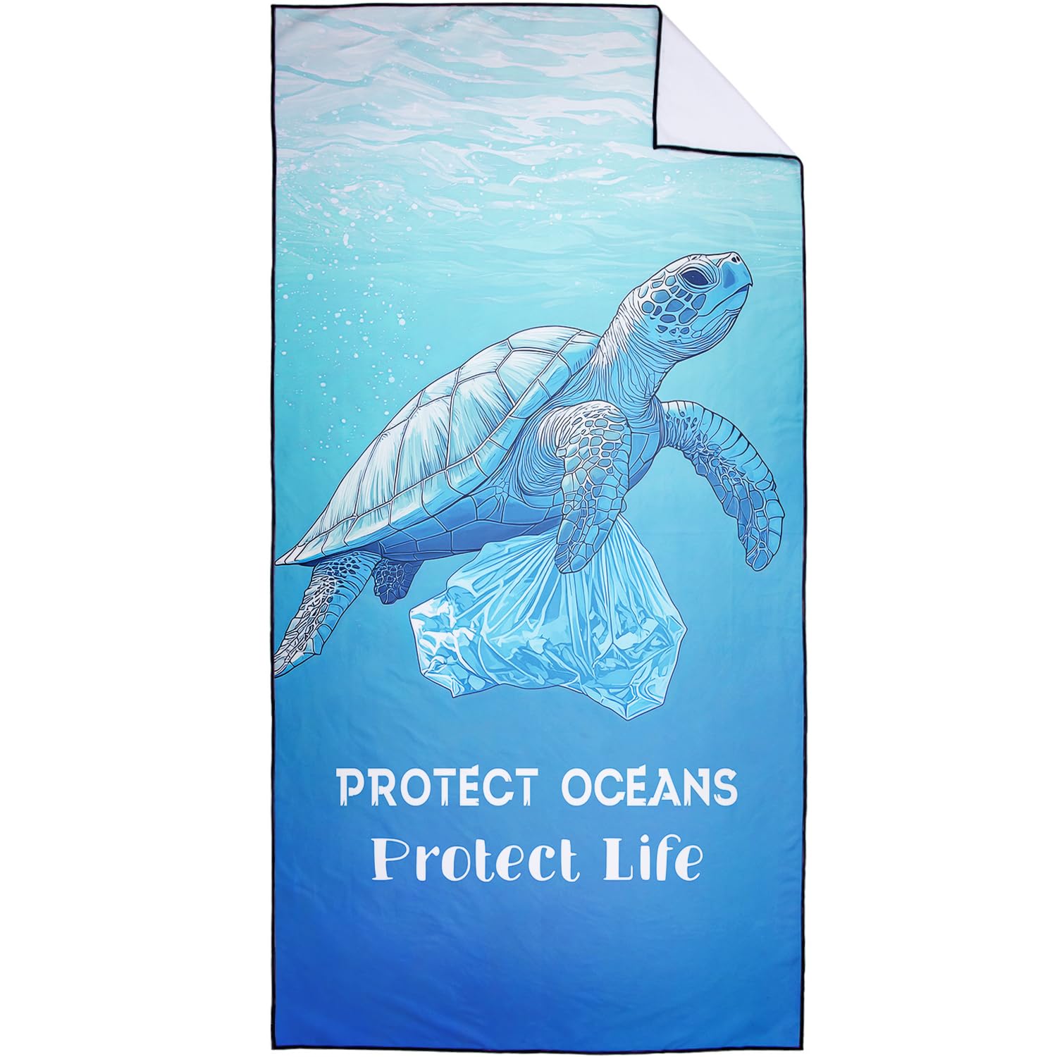 XSMEI Protect Ocean Turtle Beach Towel Oversized 36" x 72", Thin Lightweight Sand Free Quick Dry Microfiber Towel for Swimming Pool Cruise Camping