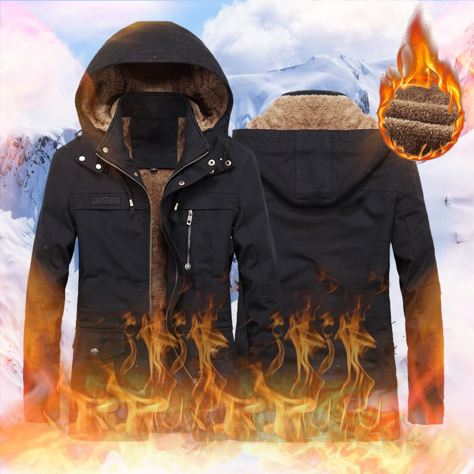 Chaqueta de invierno para hombre, chaqueta de trabajo cálida, forro polar