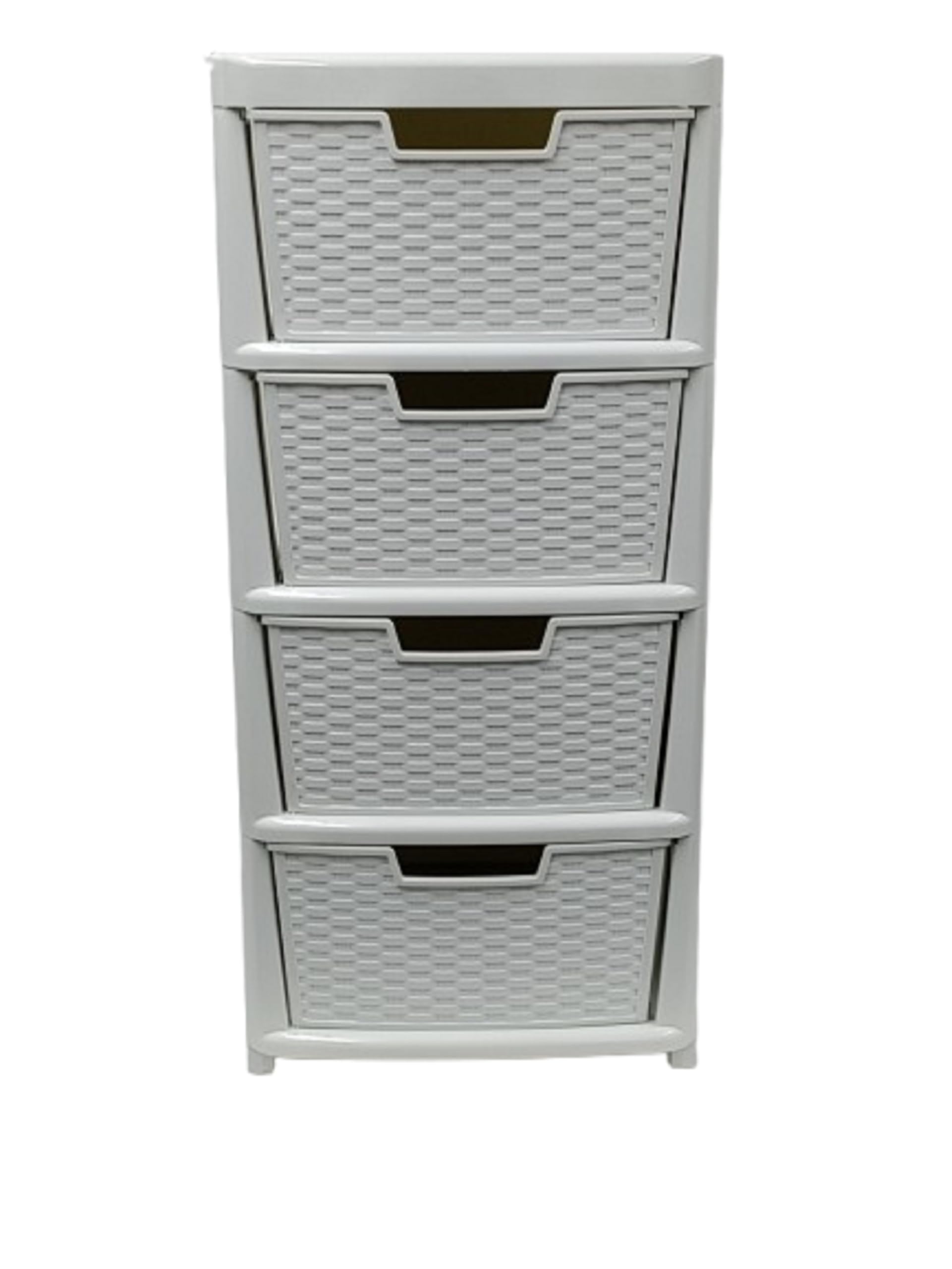 ELMORA'Z Large Storage Drawers Unit Rattan Effects Storage Solution Organizer Tower For Multipurpose Home Kitchen Office Laundry (Rattan Cream, 4 Tier)