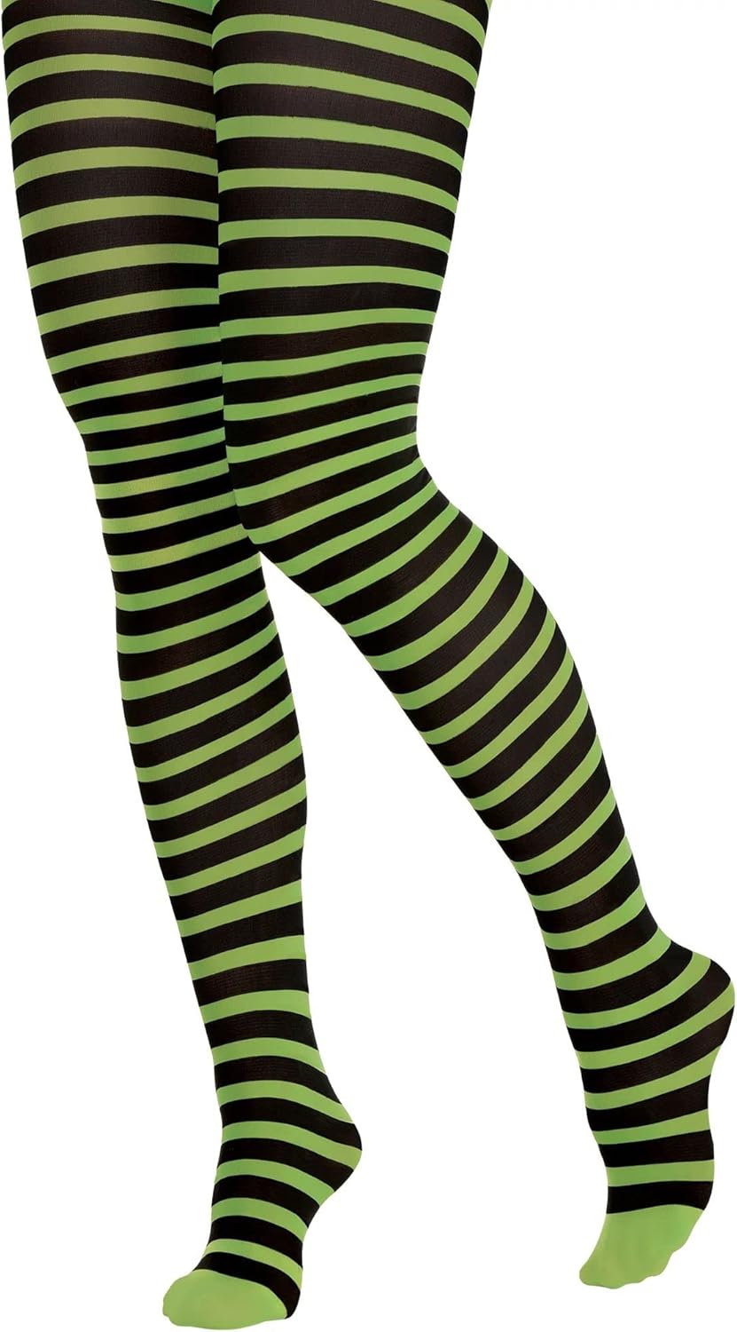 amscan Striped Tights Party Costume - Adult Standard, Green/Black - 1 Pc. : Clothing, Shoes & Jewelry