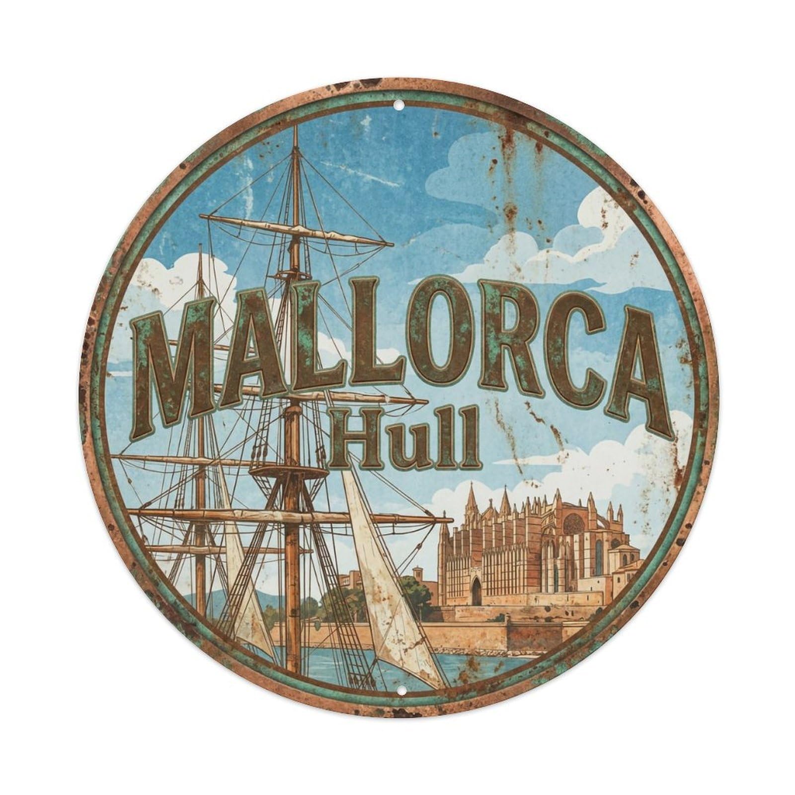 Vintage Travel Mallorca Spain Mast Metal Tin Sign