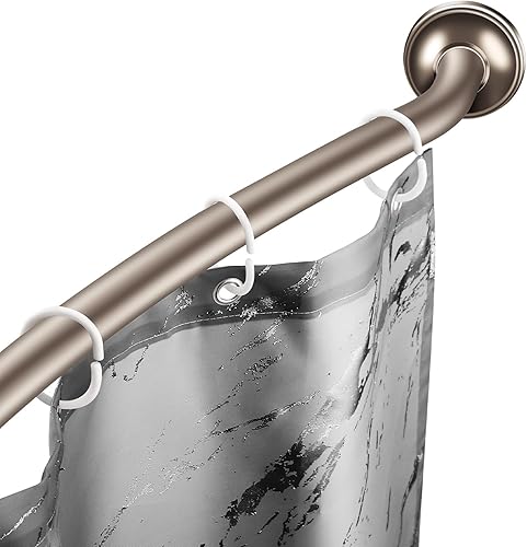 Miniatura 8 de Barra de cortina de ducha curvada negra ajustable, de 42 a 72 pulgadas, barra de cortina de ducha para baño y bañera, barra de ducha de acero