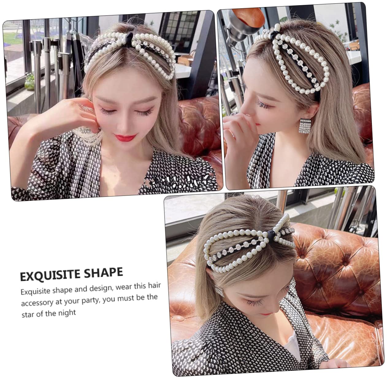 Diadema Diadema con diamantes de imitación Diademas con purpurina for mujer Diadema con perlas for niñas Bandas for el cabello con lazo Banda for el cabello con diamantes de imitación Diadema decorati