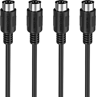 5 Pin Midi Cable, Audio 5 Din Male to Male Midi Cables, Midi to Midi Connector Interface Jack Plug Wire Cord Adapter Cable for Keyboard Synth, External Sound Card, Rack Synth, Black(3.3ft)(2Pack)