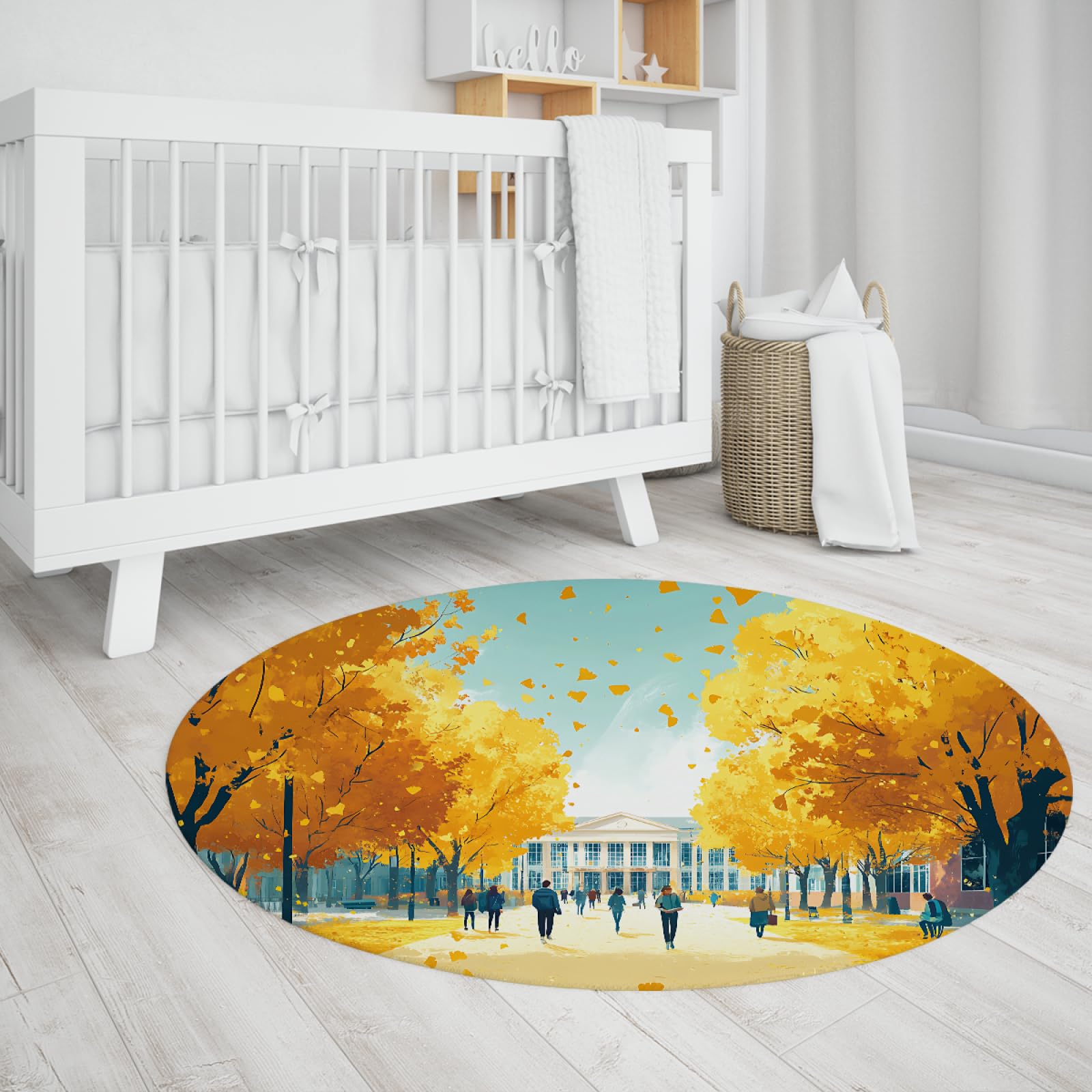 Tapis de marche campus universitaire automne mince lavable antidérapant pour salon 200x200