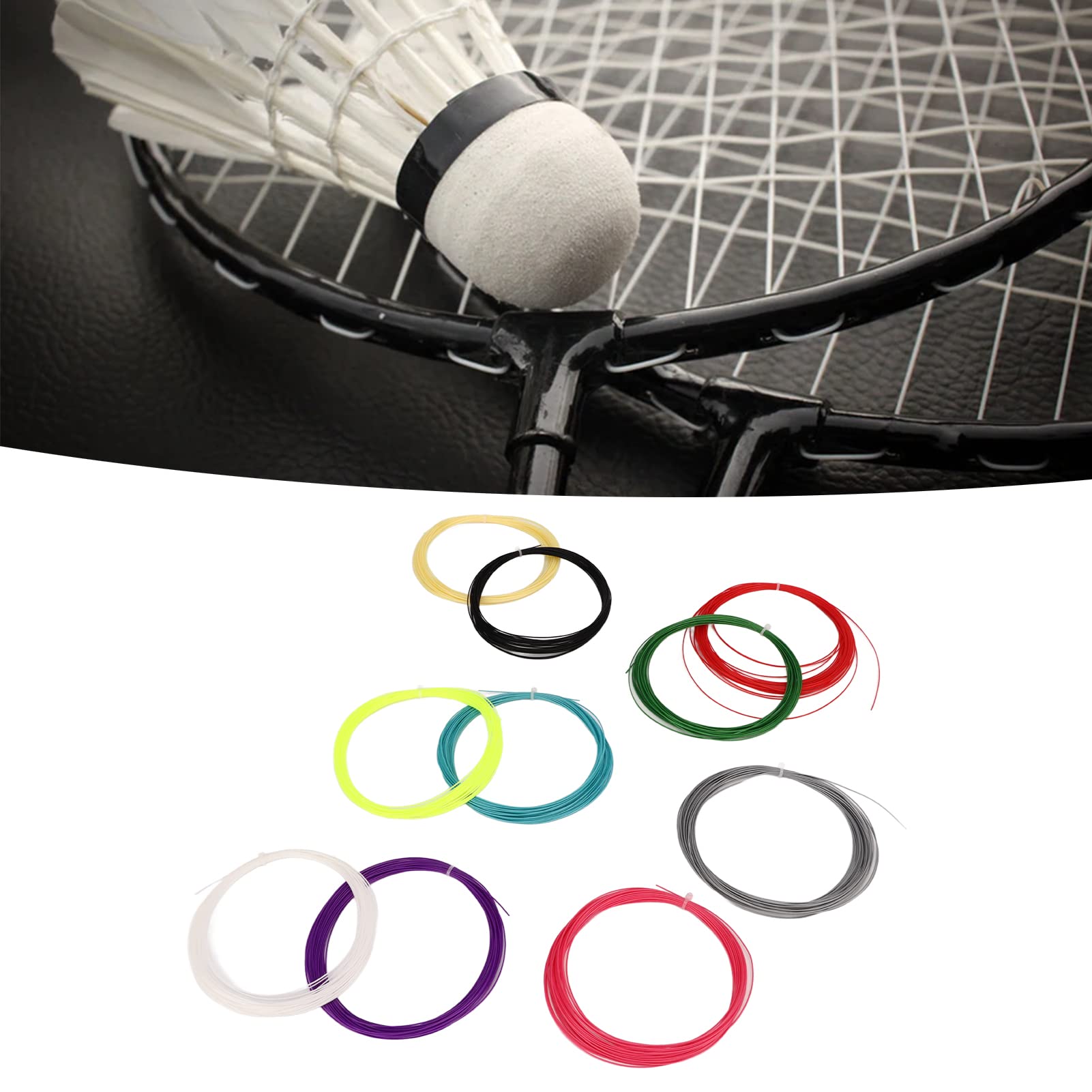 Lot de 10 Pièces de Fil de Raquette de Badminton, Corde de Raquette en Nanofibre Haute Flexibilité, Fil de Soie de Badminton Résistant pour Entraînement et Jeux Amateurs