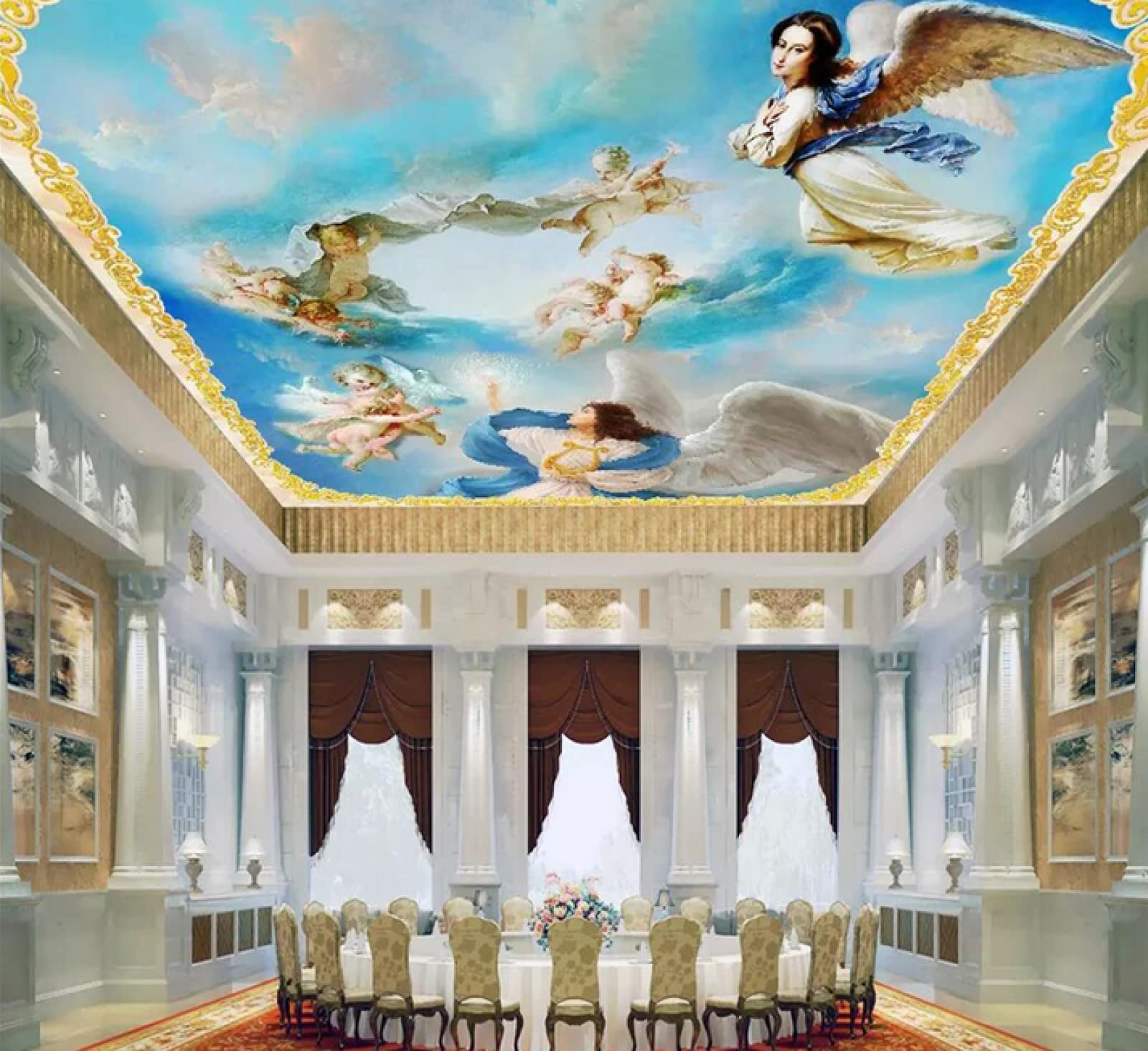 専用部屋 LHGBGBLN 壁画3D天井壁紙3次元幾何学的ストライプ渦巻き家の装飾