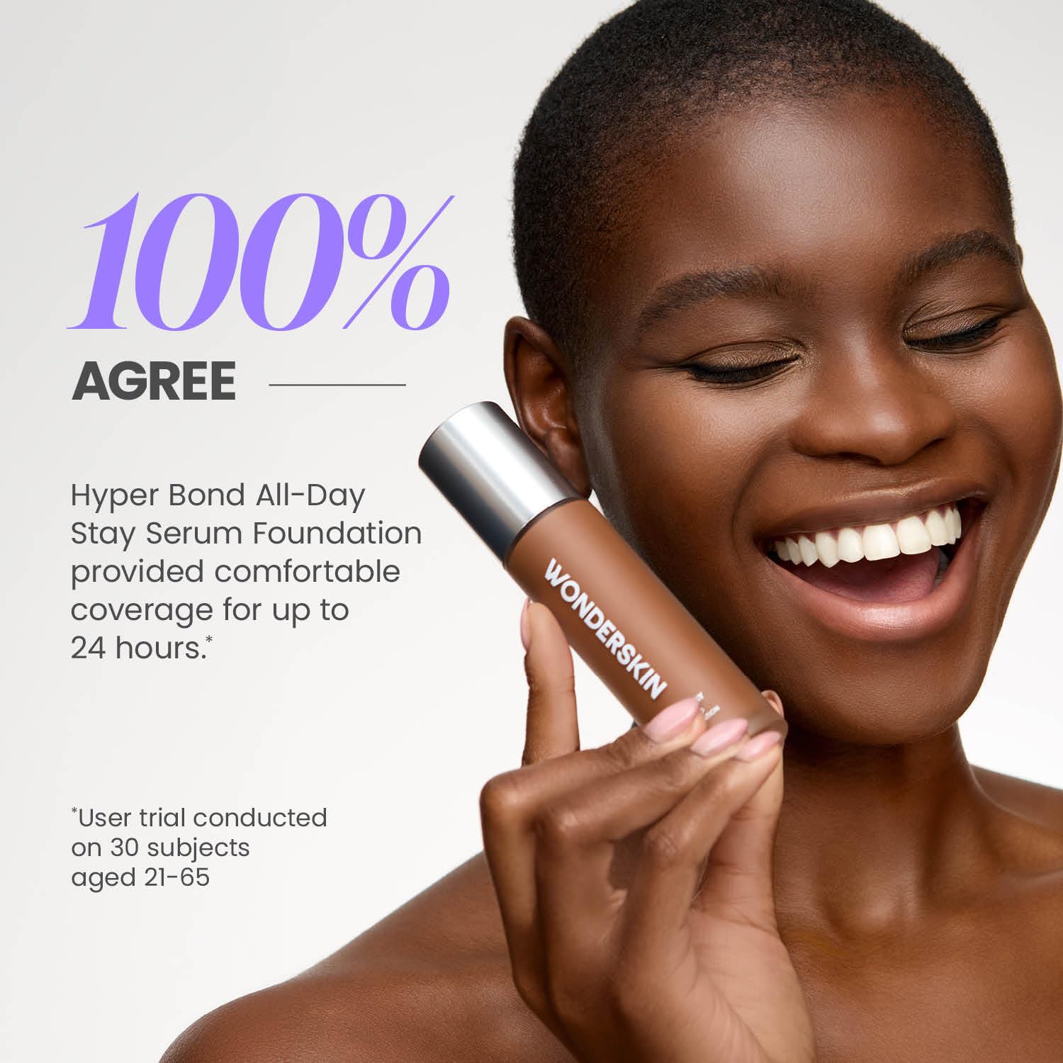 Fond de Teint Sérum Wonderskin Hyper Bond Tenue 24H – Imperméable, Sans Transfert, Maquillage Longue Tenue avec Niacinamide & Acide Hyaluronique – Léger, Fini Naturel (Echo) | Sérum léger, le fond de teint olive offre une couverture imperméable et longue