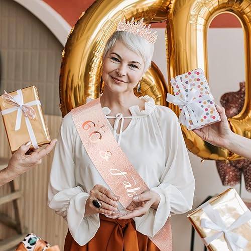 Miniatura 2 de CIEHER Corona de 40 cumpleaños + banda de cumpleaños de 40 años + juego de pines de perlas, regalos de cumpleaños 40 para mujeres amigas,