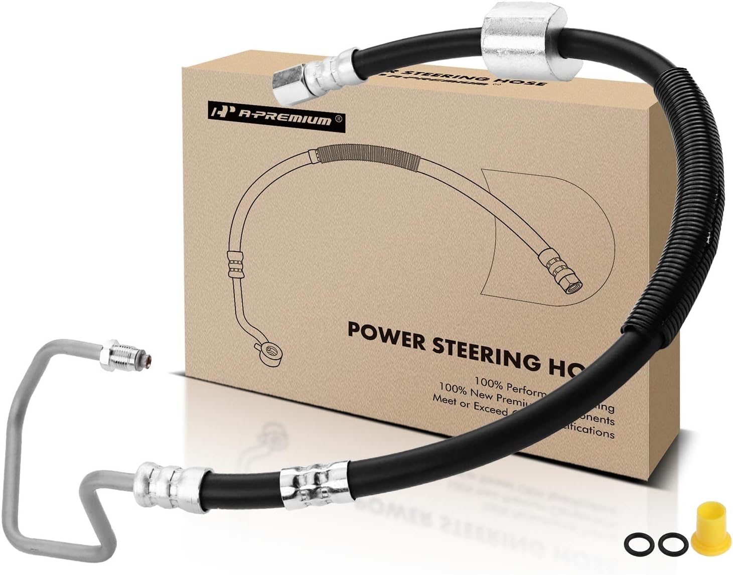 A-Premium Power Steering Pressure Line Hose Assembly Compatible with Ram 2500 3500, 2011 & Dodge Ram 2500 3500, 2009-2010, L6 6.7L, with O-ring, Pump To Hydraulic Brake Booster