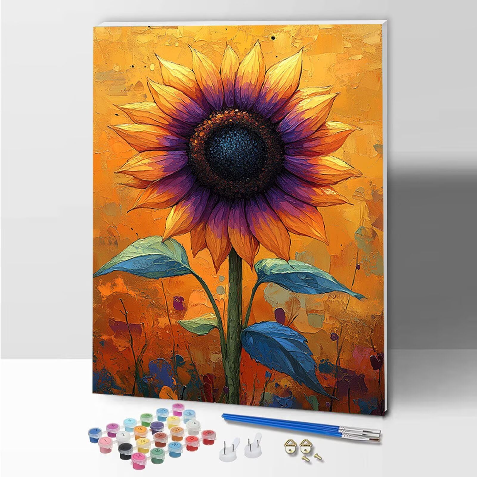 COMBYEO Kit de pintura de gallo por números para adultos principiantes, pintura de girasol por números sobre lienzo con marco y caballete, kits de pintura acrílica por números para regalo, decoración COMBYEO Kit de pintura de gallo por números para adultos principiantes, pintura de girasol por números sobre lienzo con marco y caballete, kits de pintura acrílica por números para regalo, decoración