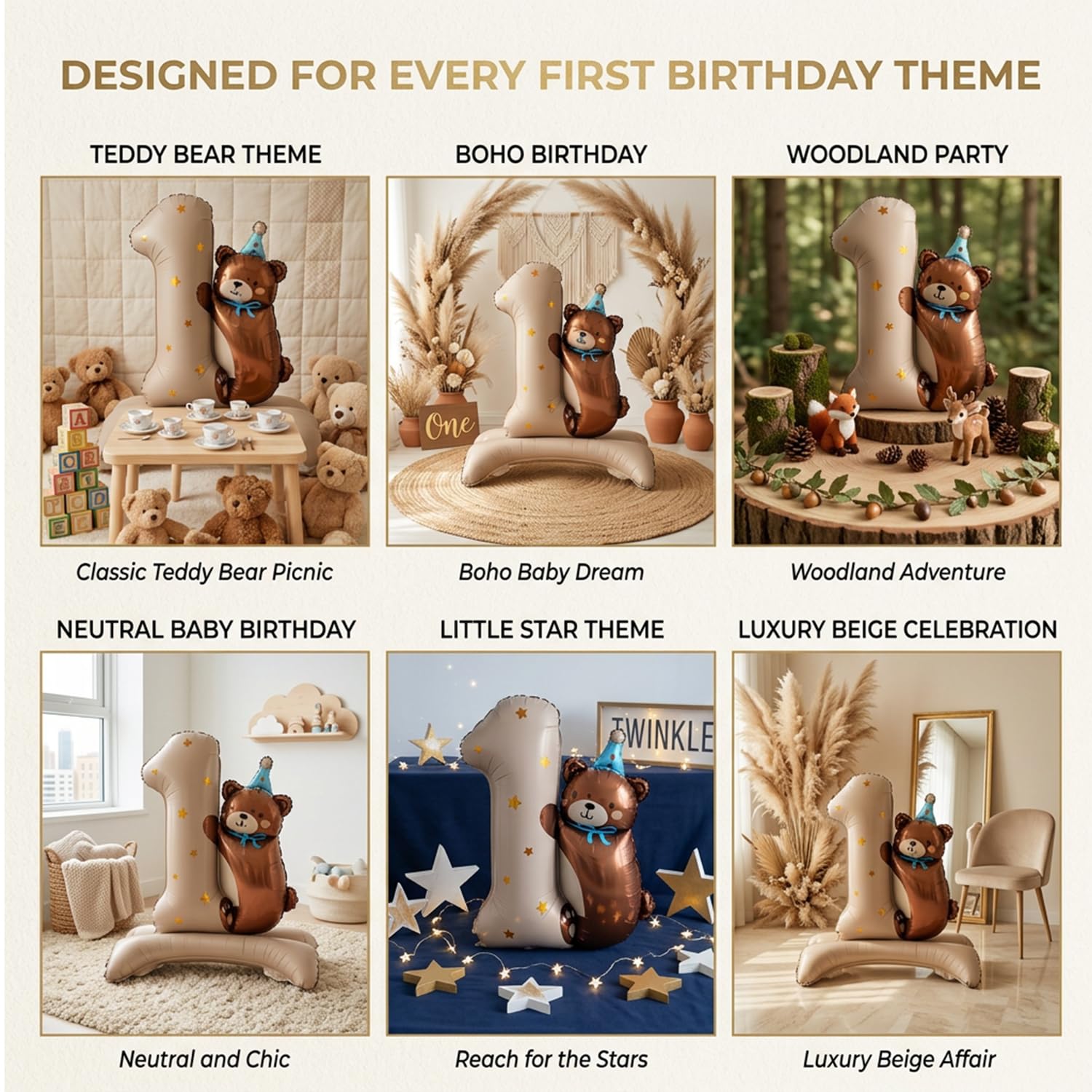 Atpata 40" Teddy Bear Birthday Balloon - #1 Balloon -7