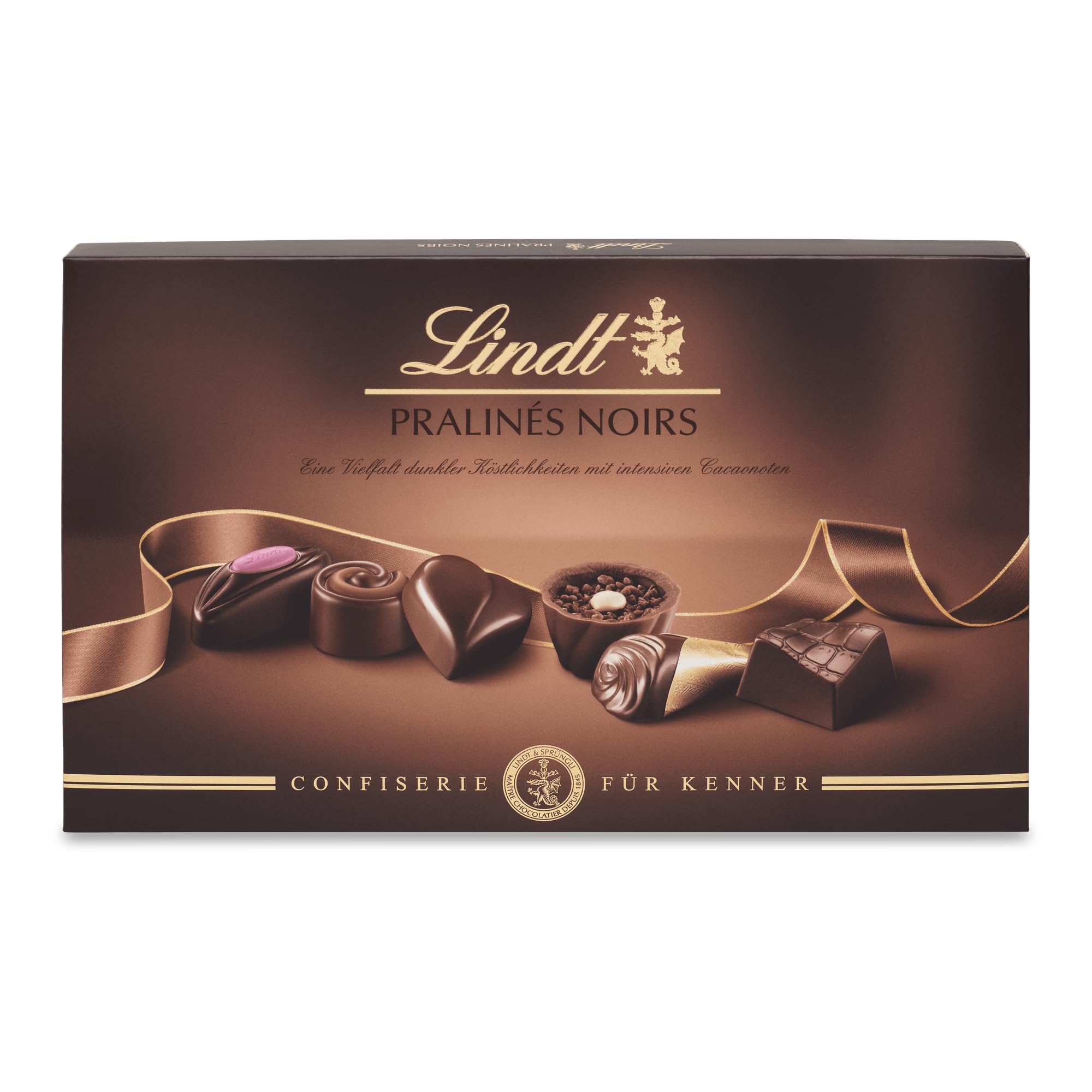 Lindt Schokolade - Pralinen Für Kenner Noirs | 200 g | Pralinés-Schachtel mit 20 Pralinen aus exquisiter dunkler Schokolade in 6 köstlichen Sorten | Pralinengeschenk | Schokoladengeschenk