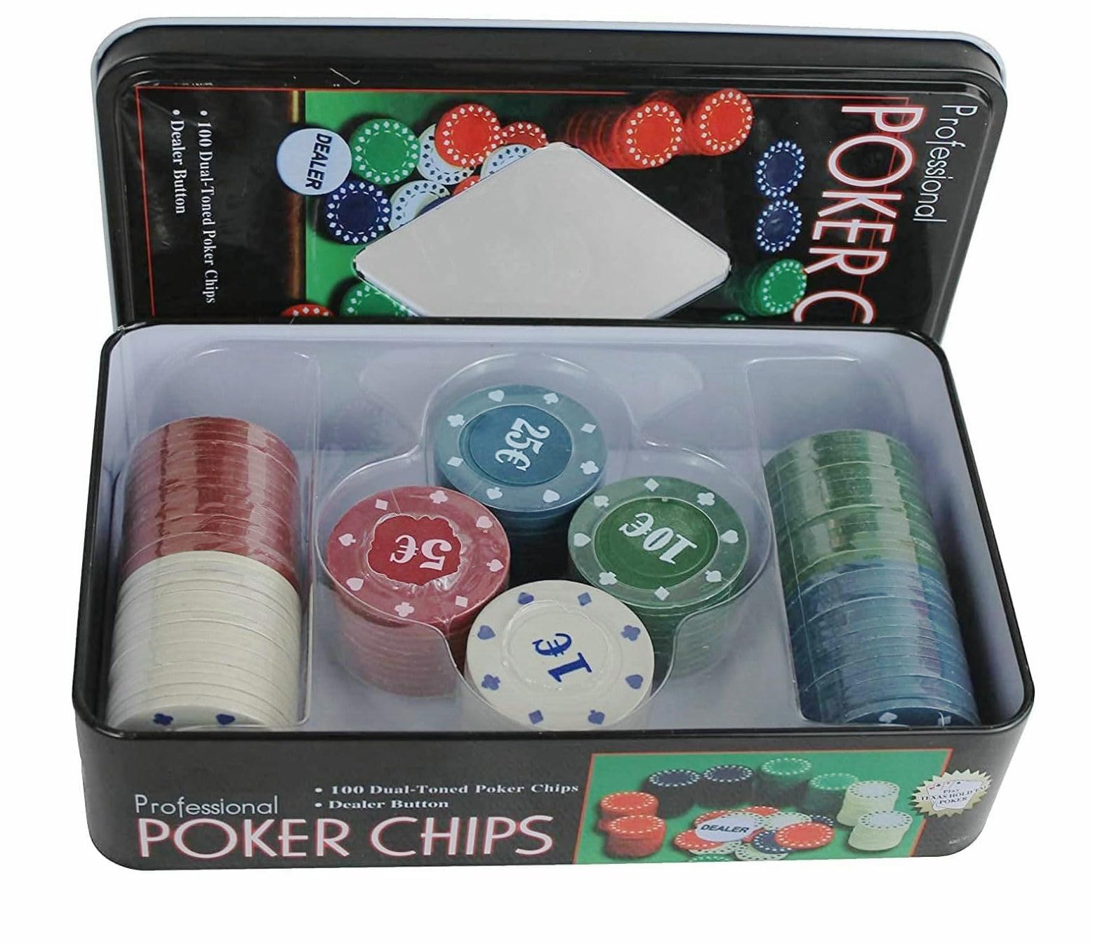 Poker Fiches da Gioco, Set di Fiches da Poker da Festa Chip del Casino della Roulette (4 Colori, FICHES-101PZ)