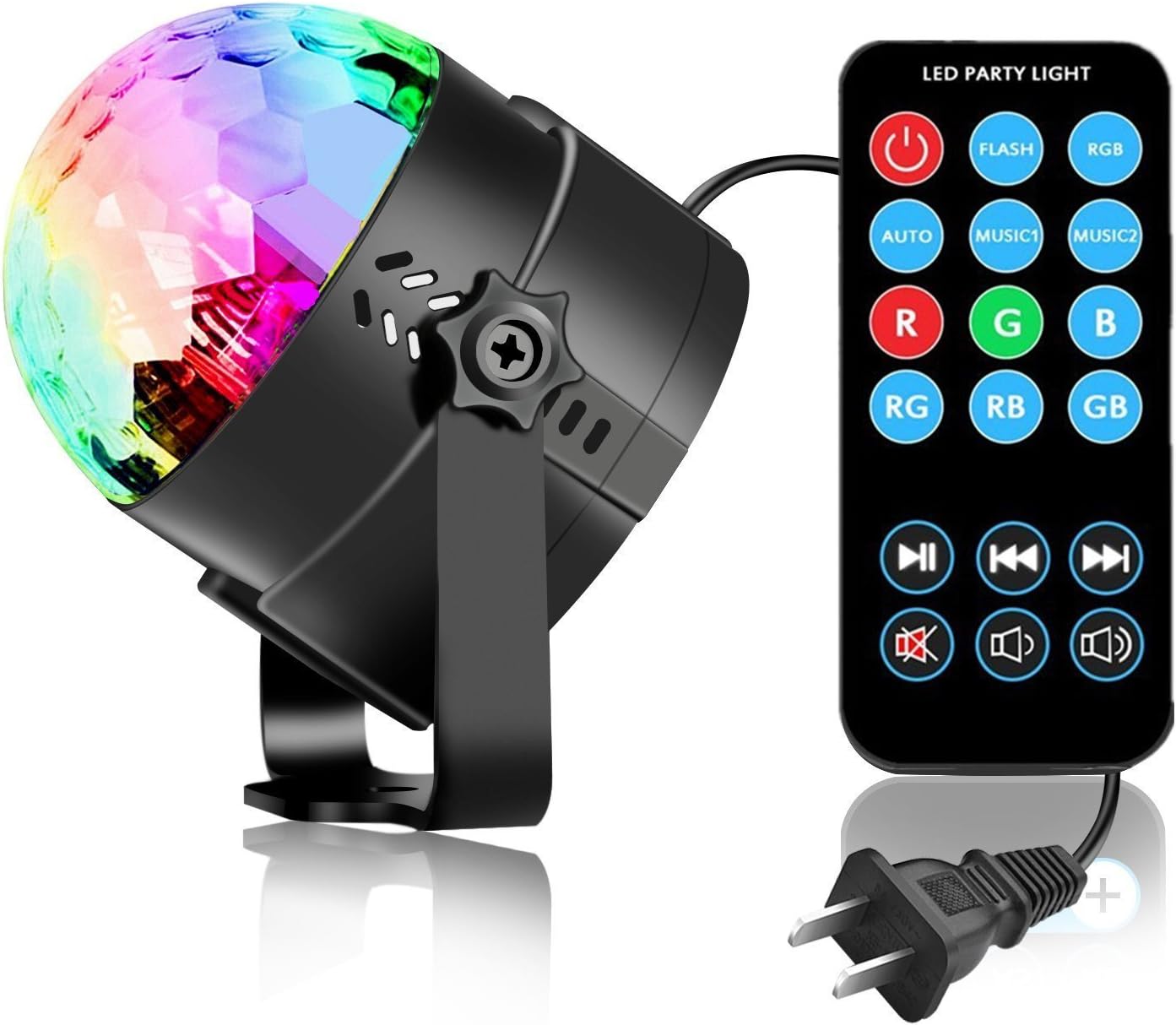 Disco Ball Party Lights LED Disco Lights Strobe Light DJ Dance Lights Effects with Colors Sound Activated for Kids Birthday Party Decoration Gifts Karaoke Home Celebration (with Remote)