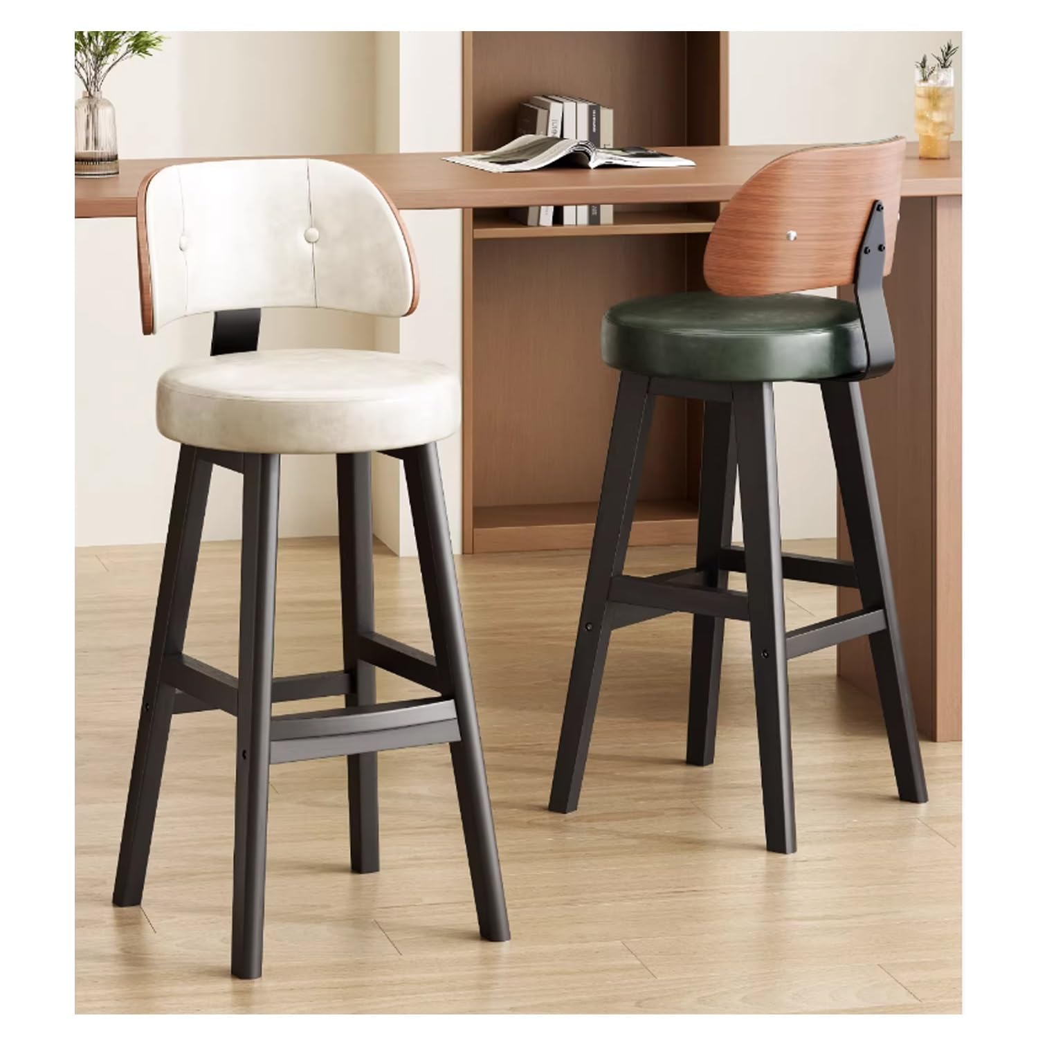 Amazon｜ミッドセンチュリー モダン バースツール 1/2/3/4 セット、PU