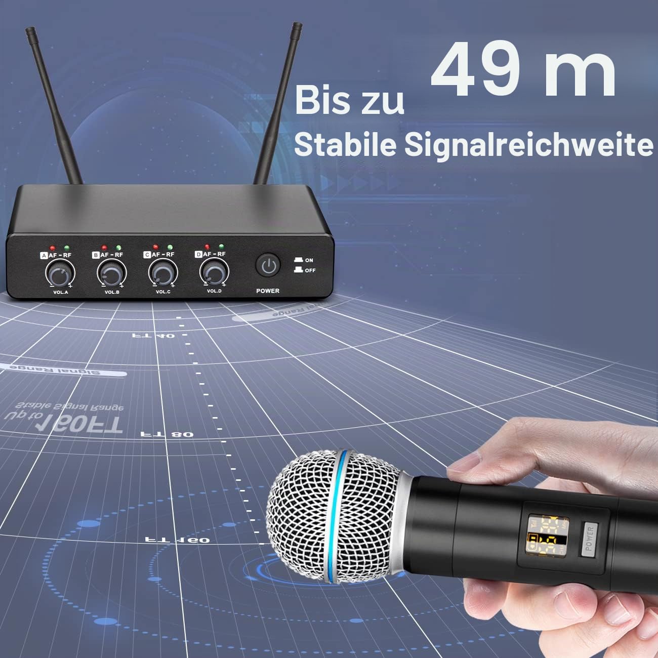Depusheng R4 funkmikrofon kabellos mikrofon UHF Professionelles dynamisches drahtloses Drahtloses 4 Kanal Handmikrofon Heim KTV Set für Karaoke Party