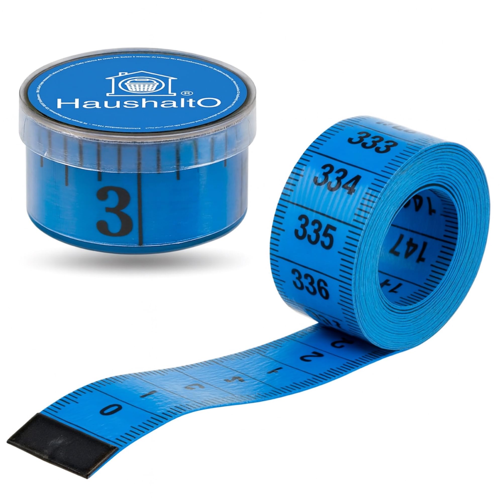 2 en 1 – Cinta métrica de 150 cm – Medición precisa – Cinta métrica cm + cinta métrica pulgadas – Caja de almacenamiento (azul)